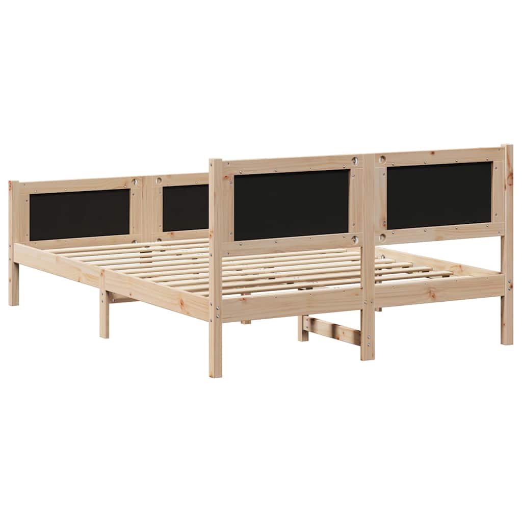 Bed frame Brown and taupe 135 x 190 cm Solid pine wood